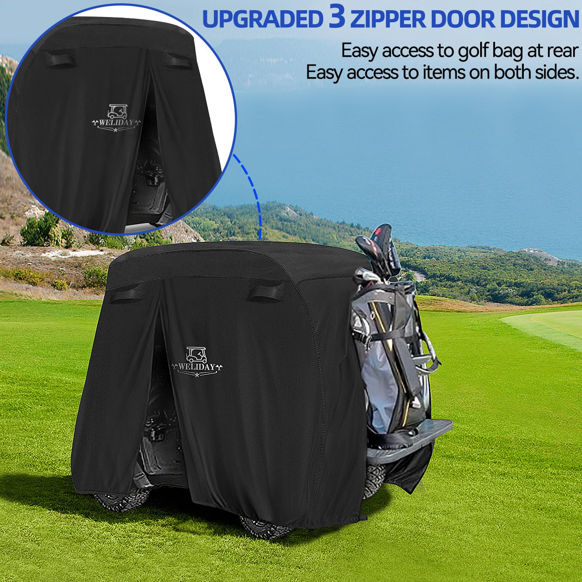 WELIDAY EZGO side view cover allows easy entry with vents.