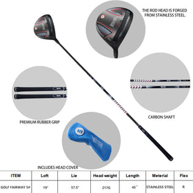 WENGH Fairway 5 Wood graphite shaft provides stability and faster swing speeds.