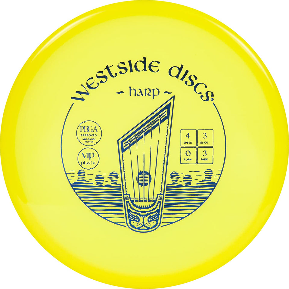 Westside Harp putter in yellow 176g offers reliable approach control.