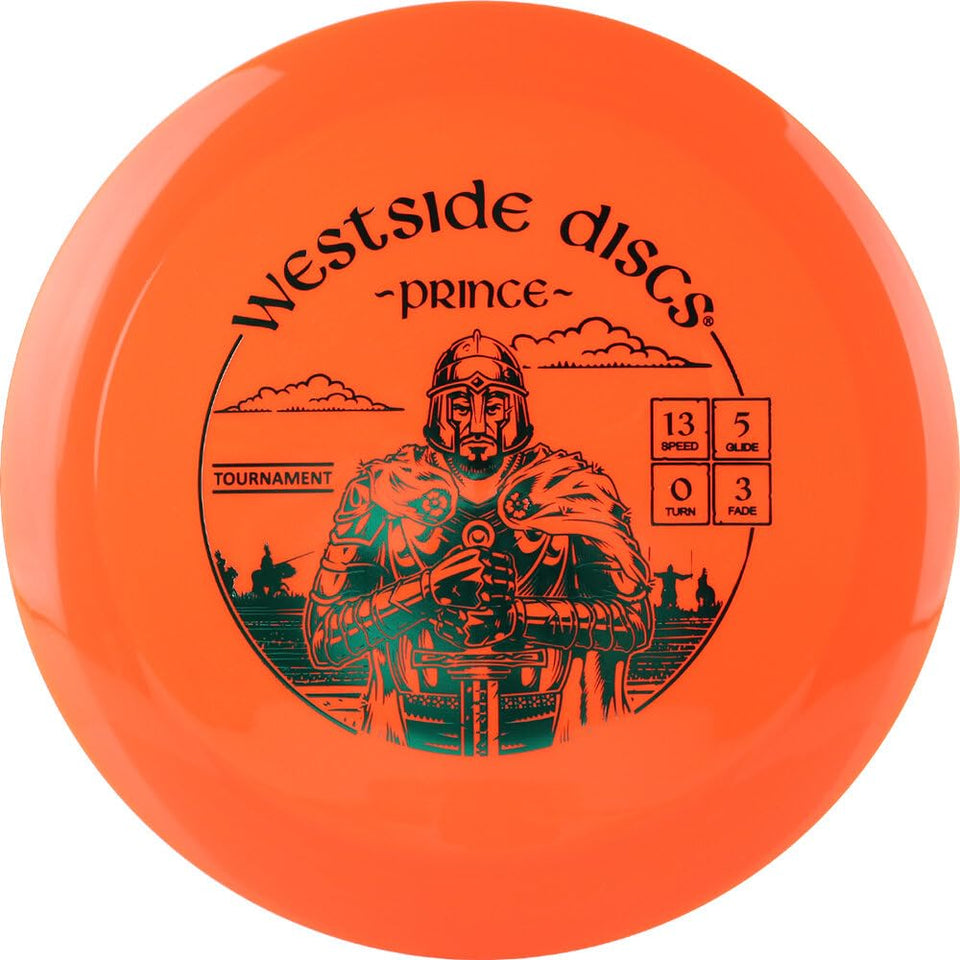 Westside Discs Prince distance driver in orange with strong fade for power throws