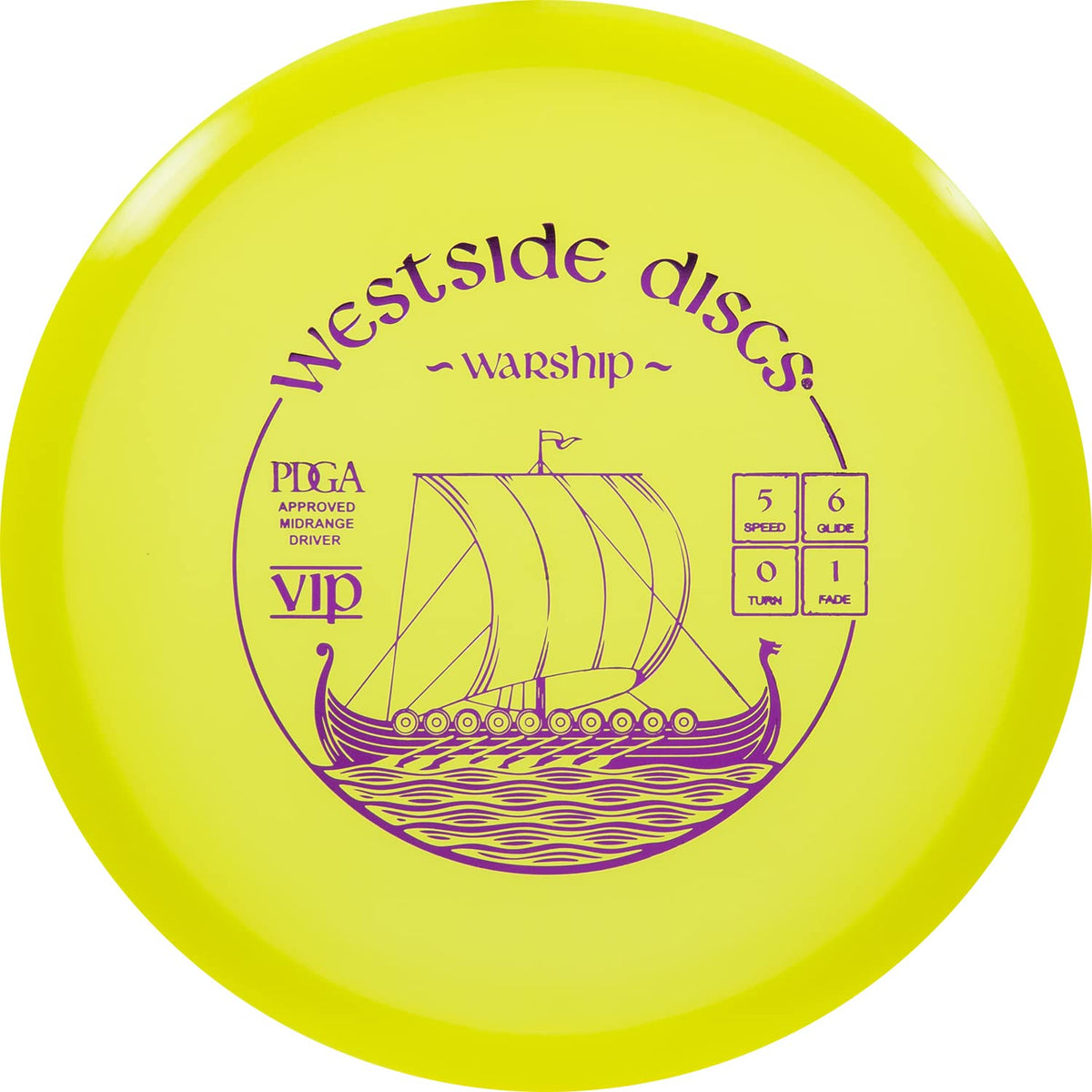 Westside Discs VIP Warship midrange front view, stable straight flight for precise approaches.