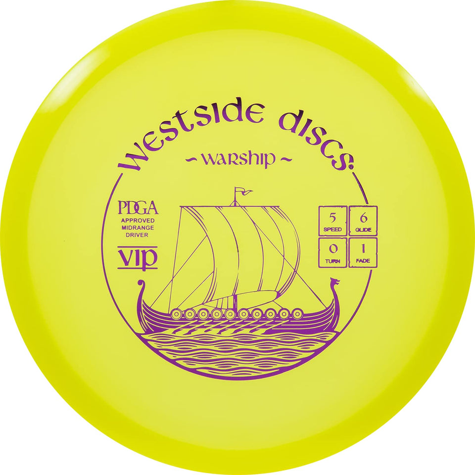 Westside Discs VIP Warship midrange front view, stable straight flight for precise approaches.