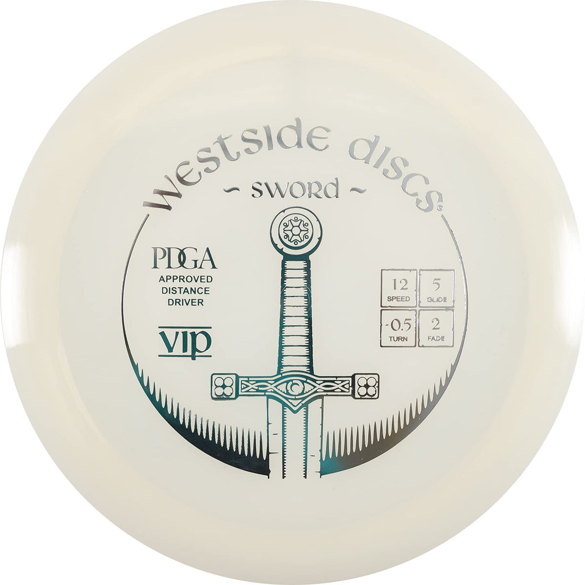 Westside Sword front view with white stamp for consistent distance