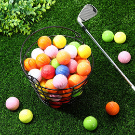 Wettarn golf ball basket on course, keeps balls handy.