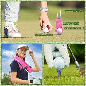Wettarn pink golf ball holder keeps markers and balls organized