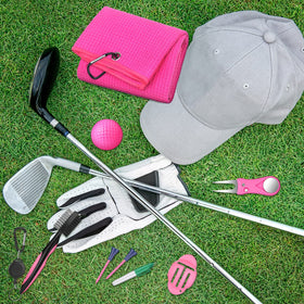 Wettarn pink microfiber towel with clip stays handy during rounds