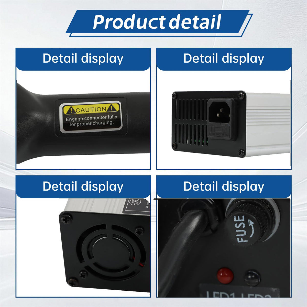 WFLNHB 36V 5A charger cooling fan aids heat dissipation during long sessions