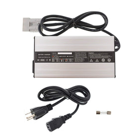 WFLNHB 36V 5A charger for EZGO SB50 flat plug on 83-94 models, ready for overnight charging.