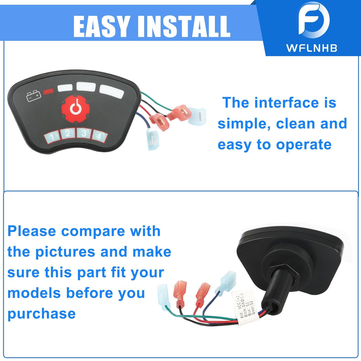 WFLNHB digital battery meter interface on keyless ignition system