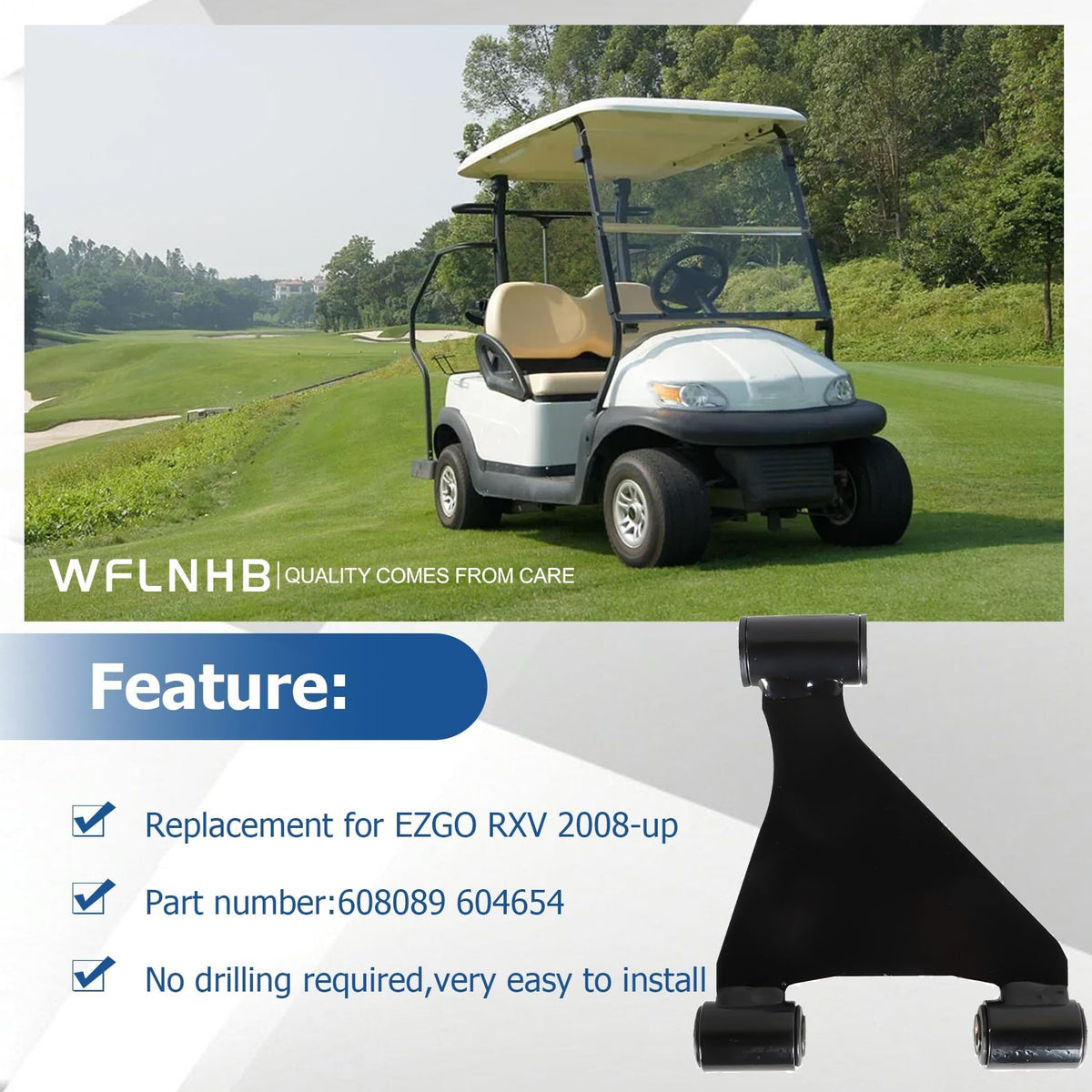 WFLNHB EZGO RXV A-arm replacement reinforcing joint for longevity.