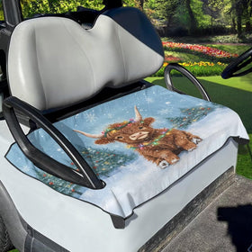 Whosucclay Highland Cow golf cart seat cover with universal fit for Club Car comfort and protection
