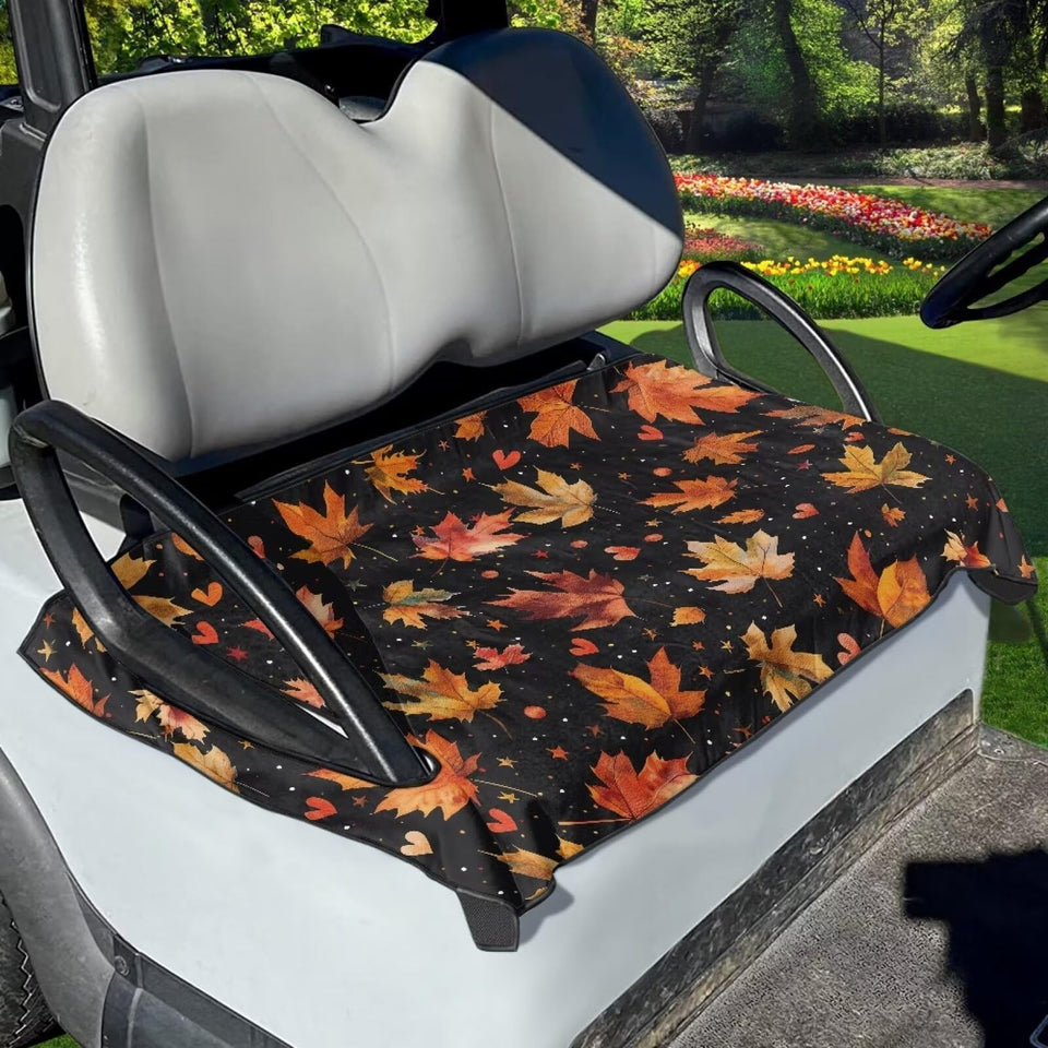 Whosucclay maple leaf pattern seat cover protects golf cart seats.