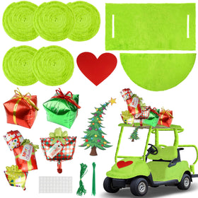 WHYMEO golf cart seat cover in green adds festive comfort for parades.
