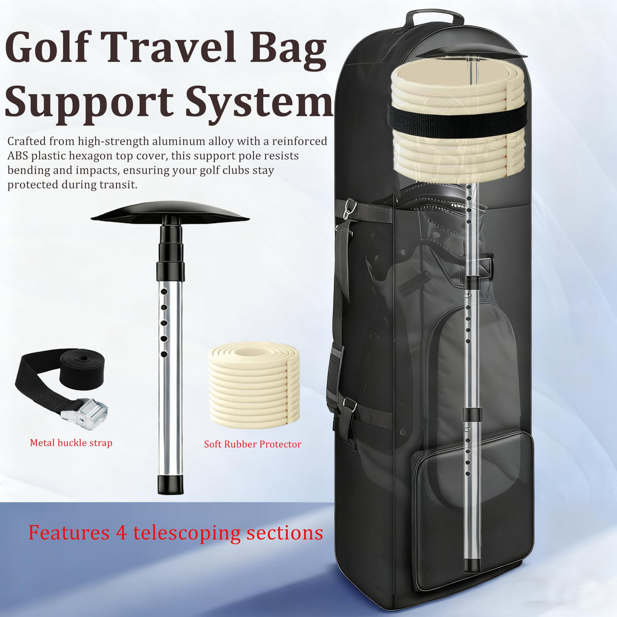 WIGERLON aluminum pole provides rigid support to protect heads