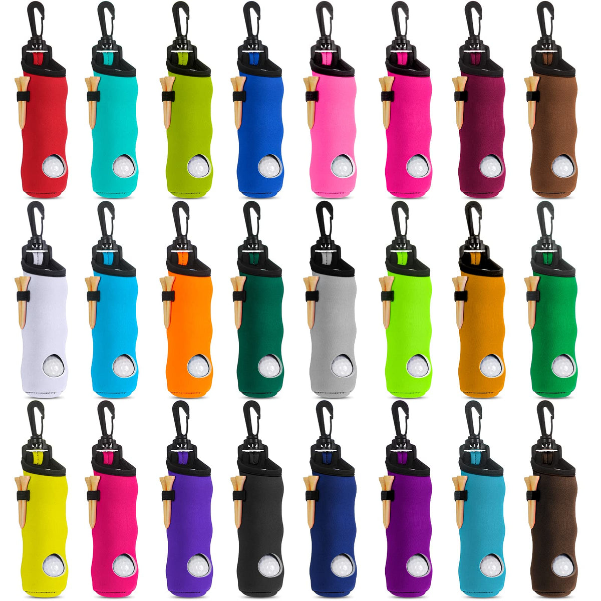 WILLBOND 24pc golf-ball-holder-bags in vibrant colors for quick on-course access