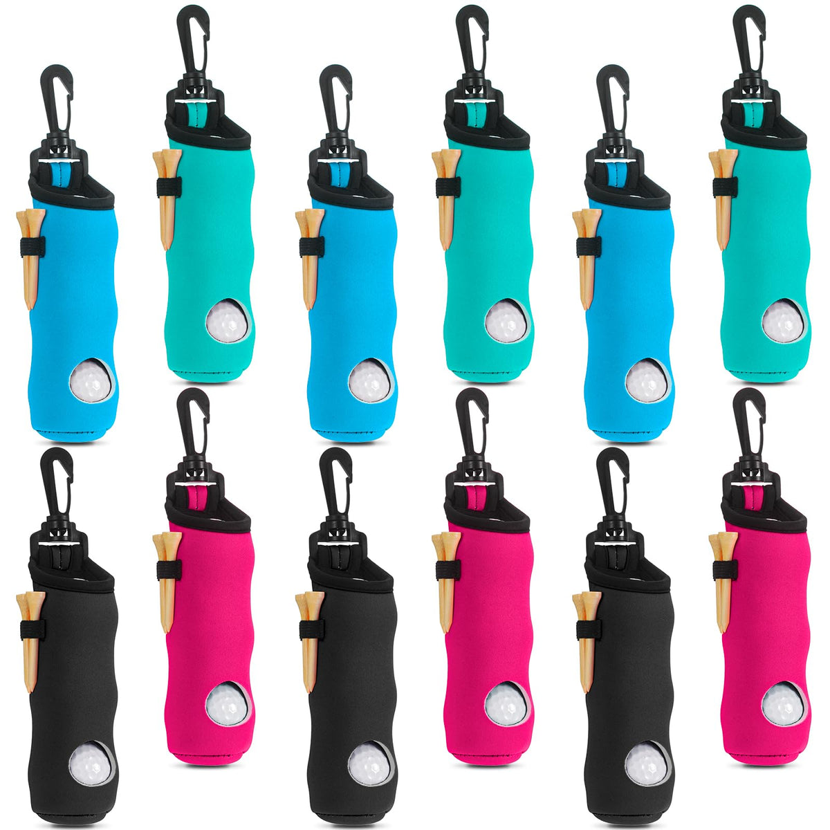 WILLBOND golf ball tee holder neoprene pouch multicolor for easy on-course organization.