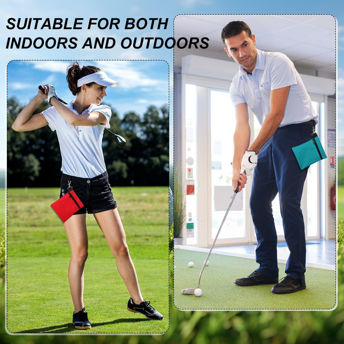 WILLBOND golf tee pouch attached to bag for quick access during rounds.
