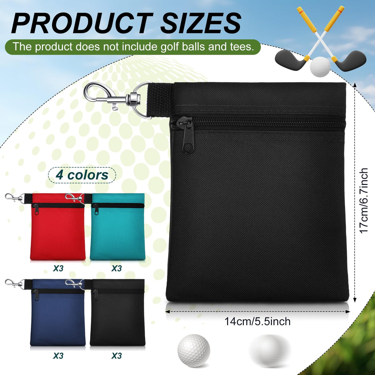WILLBOND golf tee pouch dark green with clip blends with gear and tee storage.