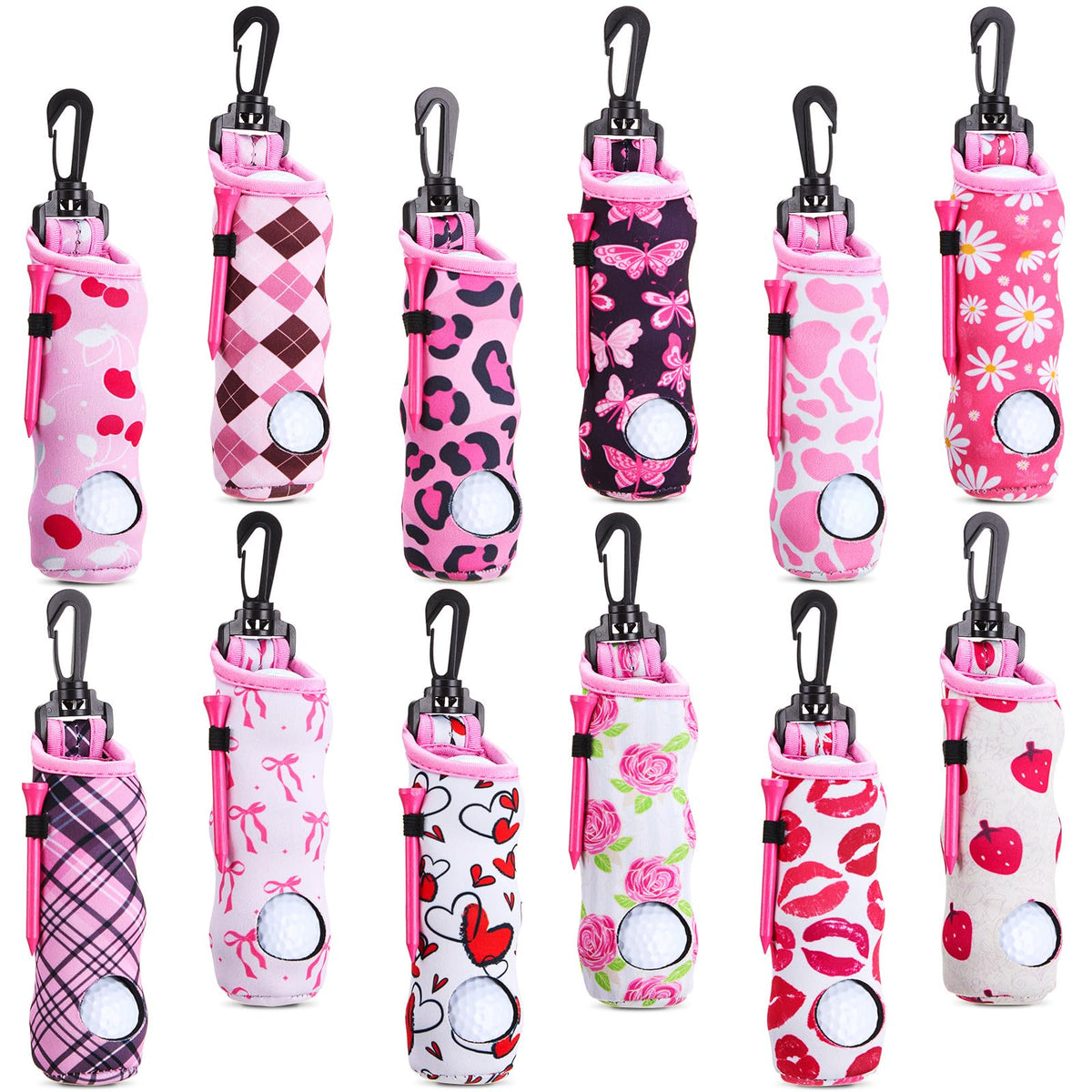 WILLBOND neoprene golf ball pouch with clip for easy on-course attachment.