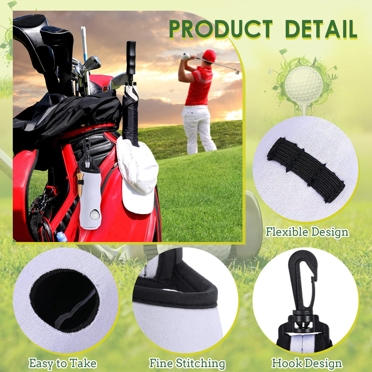 WillBond portable golf accessory clip attaches to a backpack for easy carry.