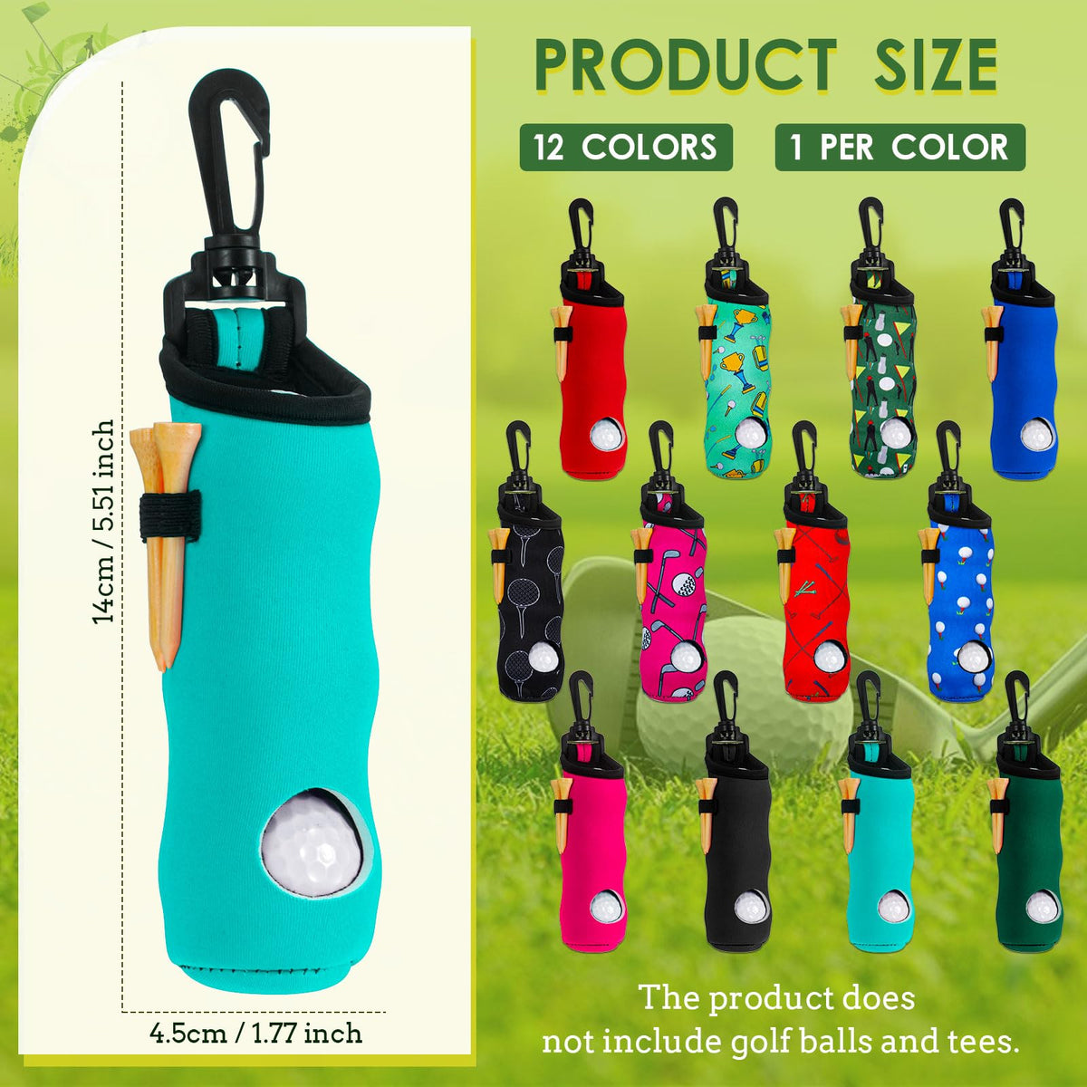 Soft neoprene material ensures lightweight durable golf ball pouch on the course