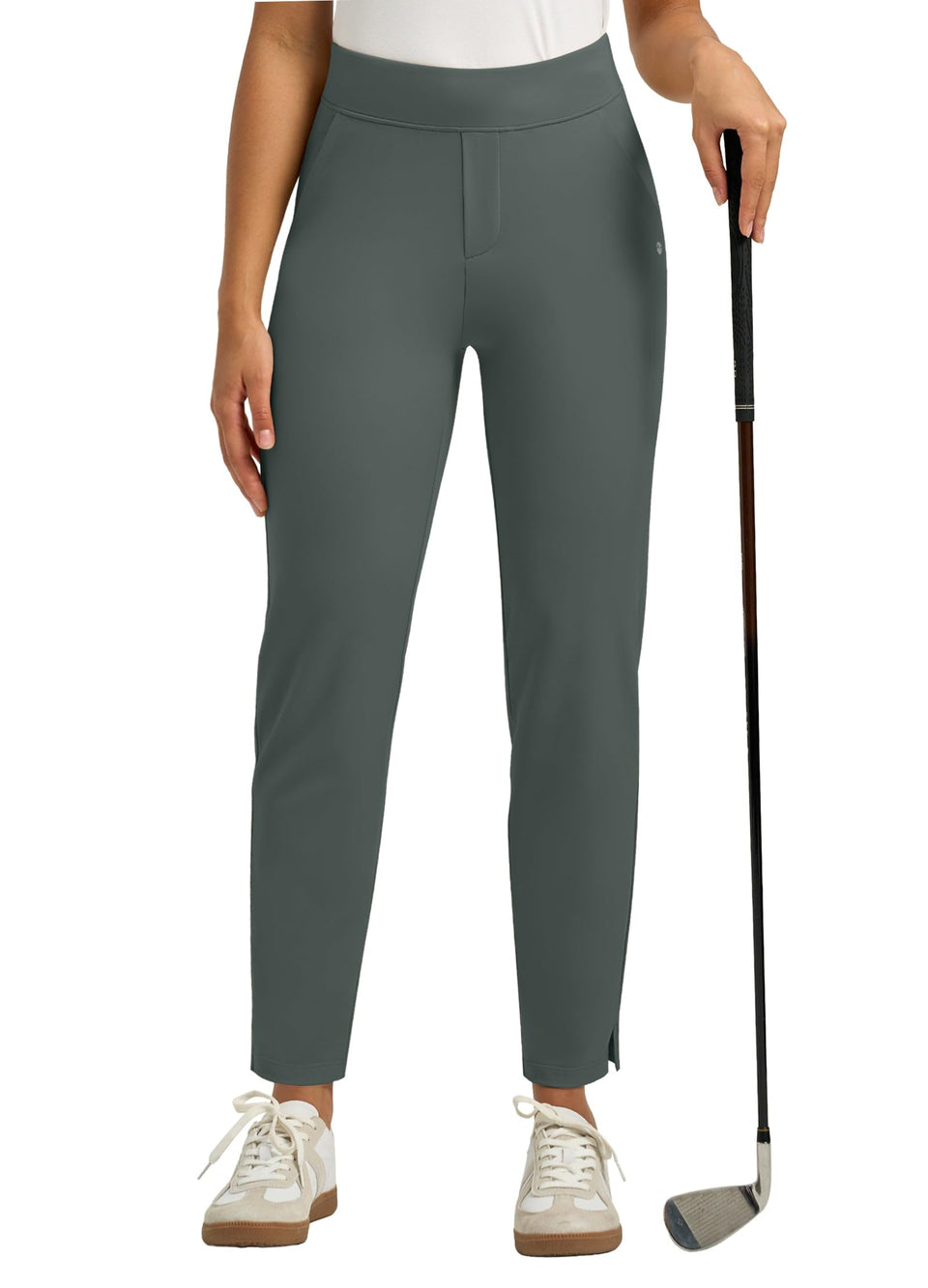 Willit women's golf pants in fir green with ankle stretch for all-day comfort
