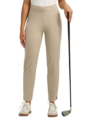 Willit women's golf pants ankle stretch khaki, 27.5 inch, for travel comfort