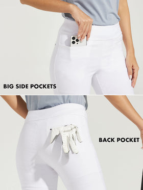 Willit women's golf pants with DWR finish resisting rain and stains.