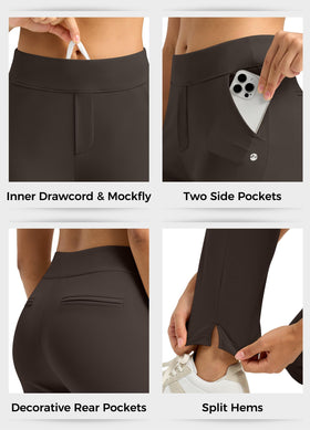 Willit women's golf pants include elastic drawstring and mid-rise for secure fit.