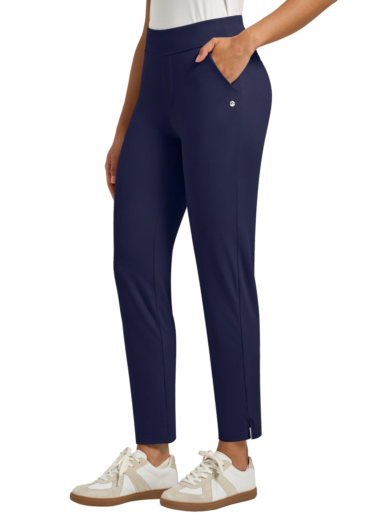 Willit women's golf pants elastic waistband inner drawstring secure fit for work or golf.