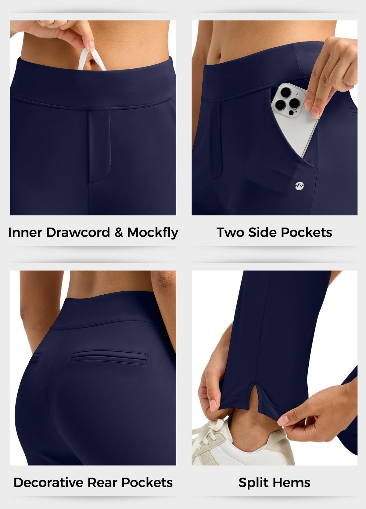 Willit women's golf pants front pockets and decorative rear pockets provide practical storage.