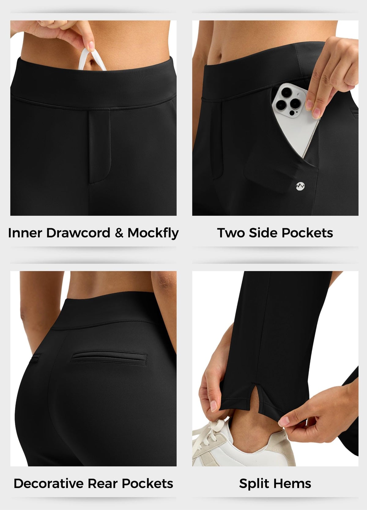 Willit women's golf pants two front pockets with decorative rear pockets.