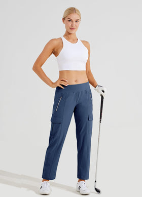 Willit women's golf pants in navy provide versatile daily wear and travel-ready style.