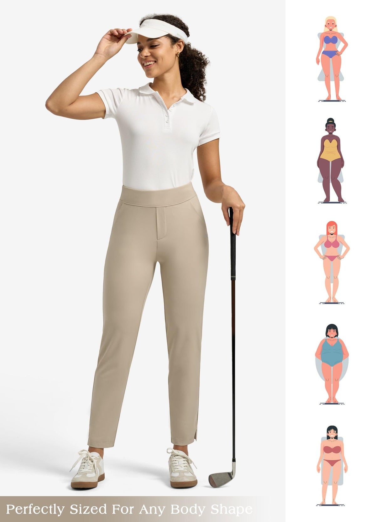 Willit versatile khaki pants pair with heels or sneakers