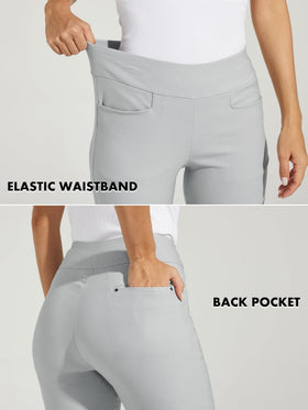 Willit women's golf pants pockets detail showing three-pocket storage