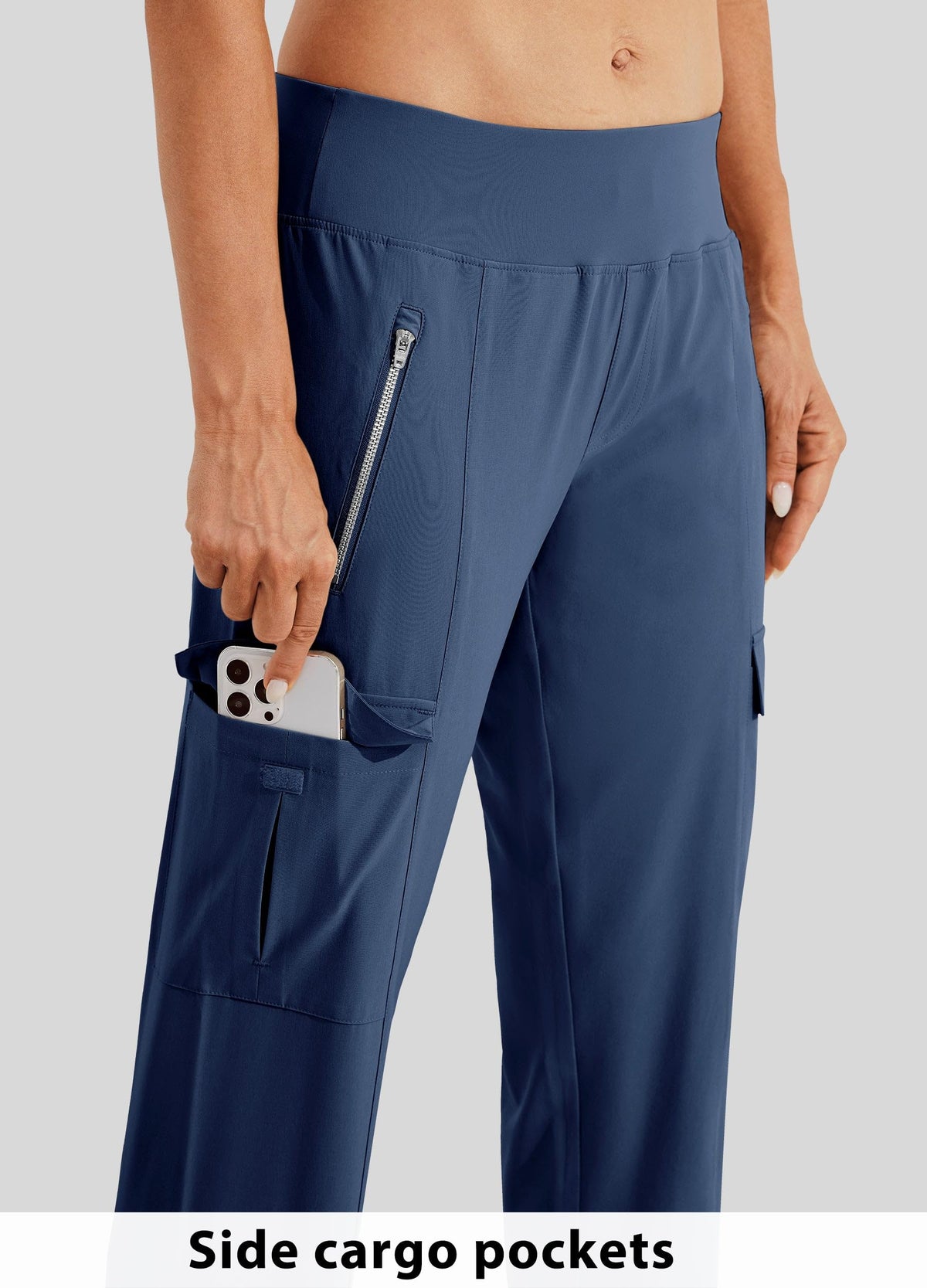Willit women's golf pants side cargo pockets hold gloves and keys safely.