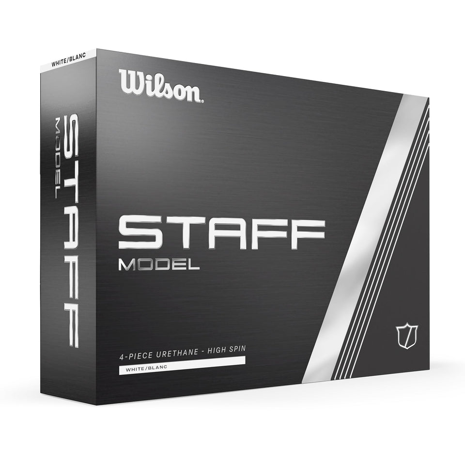 Wilson 2024 Staff Model golf balls in white, offering consistent distance and spin.