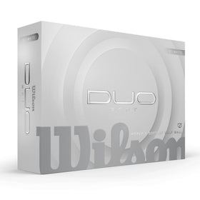 Wilson 2025 Duo Soft 12-pack box display shows premium packaging and white finish.