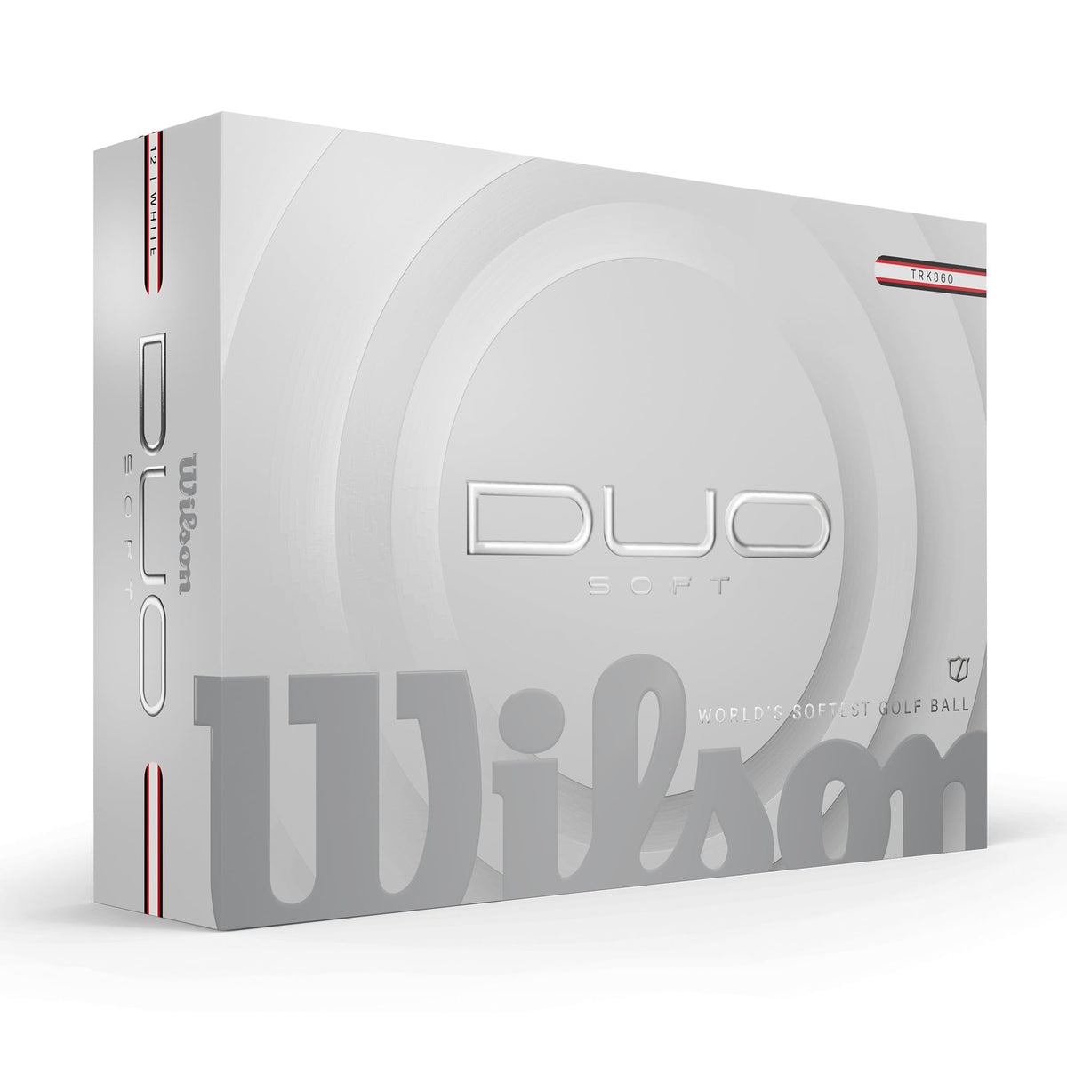 Wilson 2025 Duo Soft TRK360 ball, tee-shot action, stable, forgiving performance.