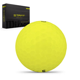 Close-up of Wilson Staff Model yellow urethane cover highlighting premium feel and velocity