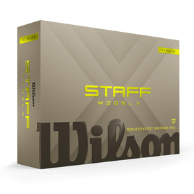Wilson 2026 Staff Model X yellow ball closeup, highlighting urethane construction for speed
