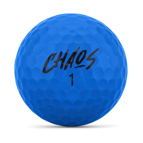 Wilson CHAOS 2024 ball close-up highlights Surlyn cover for greenside durability.
