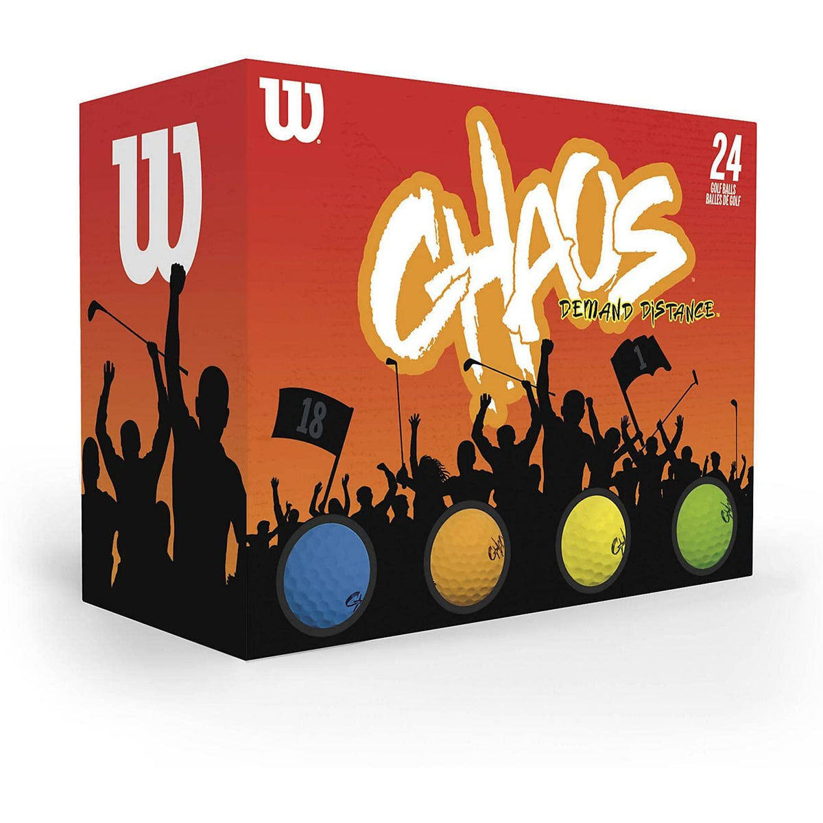 Wilson Chaos 24 golf ball pack in multi color for long distance off the tee.