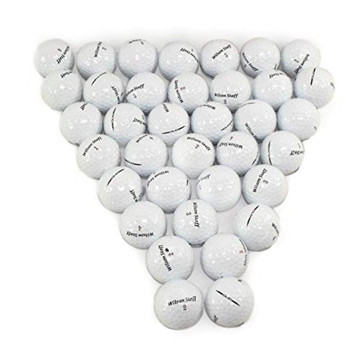 Wilson Duo White 36-pack golf balls in mint condition, ready for play with low compression performance.