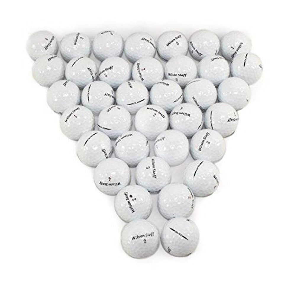 Wilson Duo White 36-pack golf balls in mint condition, ready for play with low compression performance.