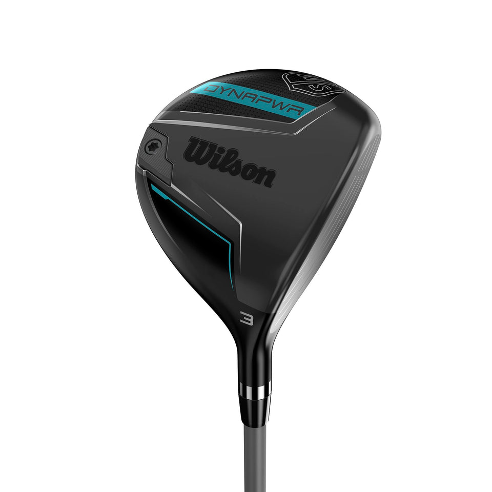 Wilson Dynapower women's fairway head front view shows aerodynamic profile for speed