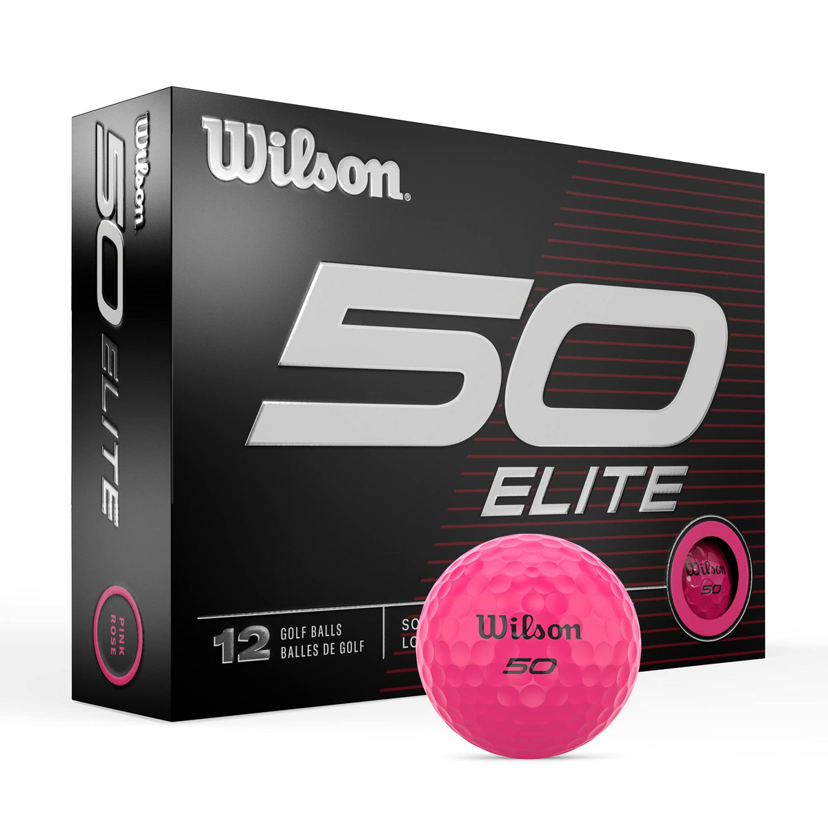 Wilson Fifty Elite pink golf balls on green showing soft feel and distance potential