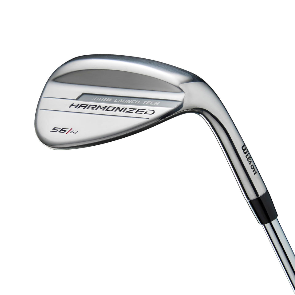 Wilson Harmonized 56 left wedge face closeup showing forgiving design for precise short game