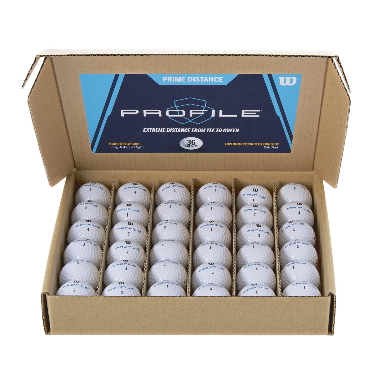 Wilson Profile Distance ball with dimple pattern reducing hooks and slices in play.
