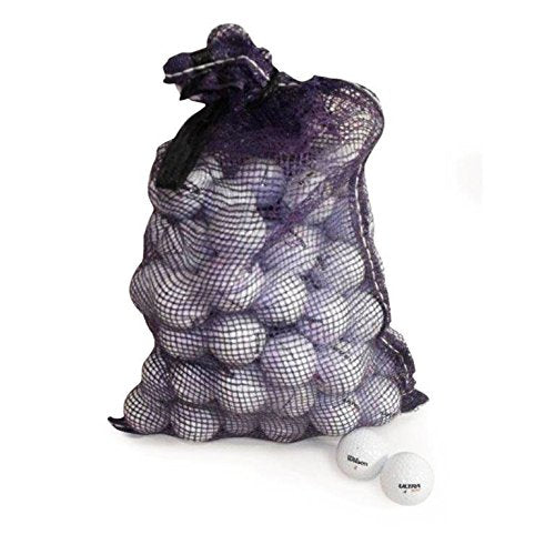 Wilson recycled golf balls 72-pack in a black mesh bag for practice.